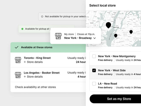 Shopify theme local pickup availability widgets