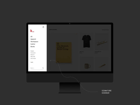 Shopify theme with sidebar navigation